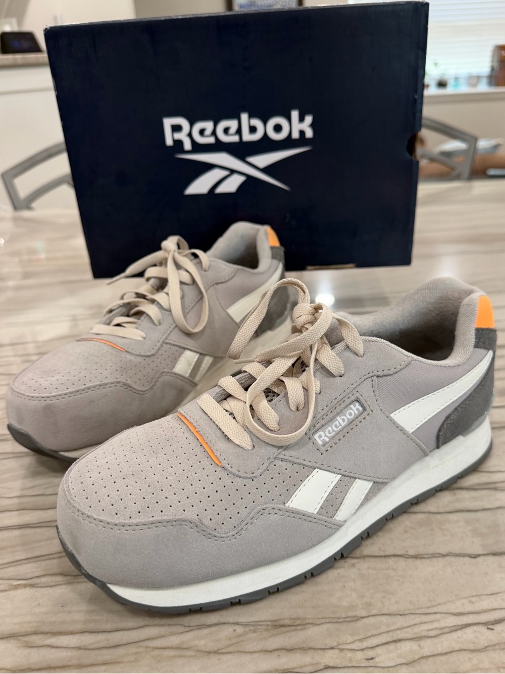 Reebok Harman Work RB980 Composite Toe Safety Sneakers Gray Orange Women’s 9.5